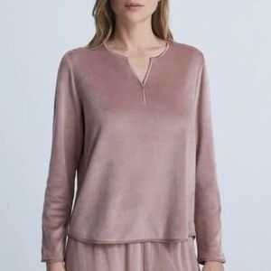 Oysho| Pink Velour Comfy Casual Long Sleeve Pullover Lounge Top Sz S